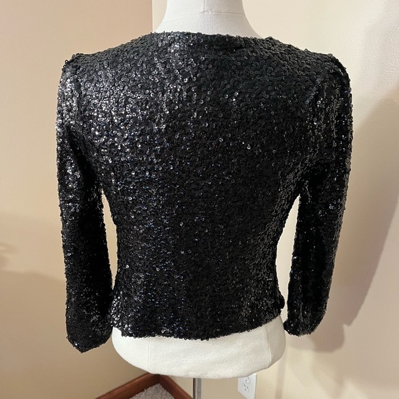 INC Black Sequin Jacket Sz S EUC - Picture 3 of 4